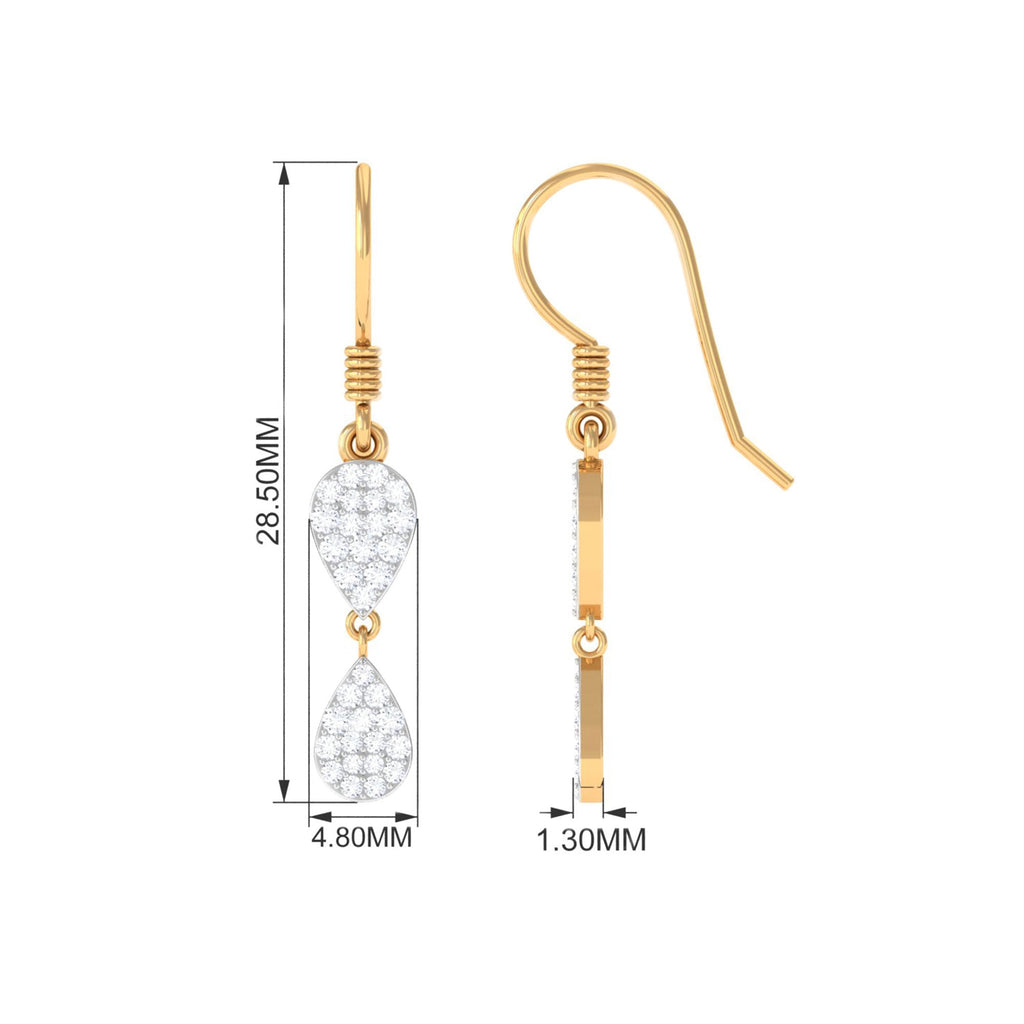 1/2 CT Certified Moissanite Gold Dangle Earrings