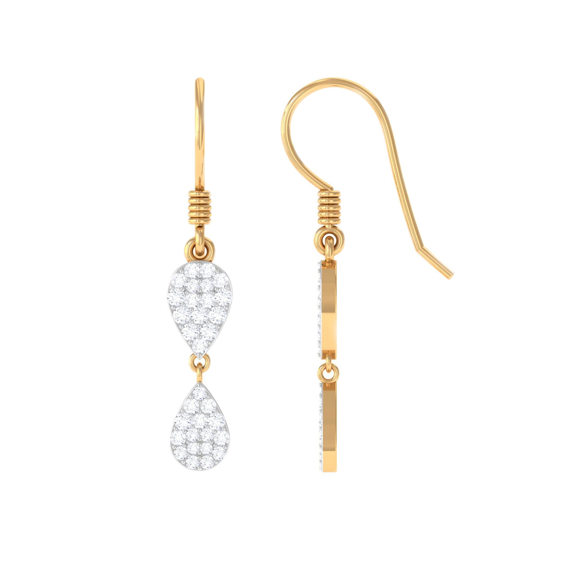 1/2 CT Certified Moissanite Gold Dangle Earrings