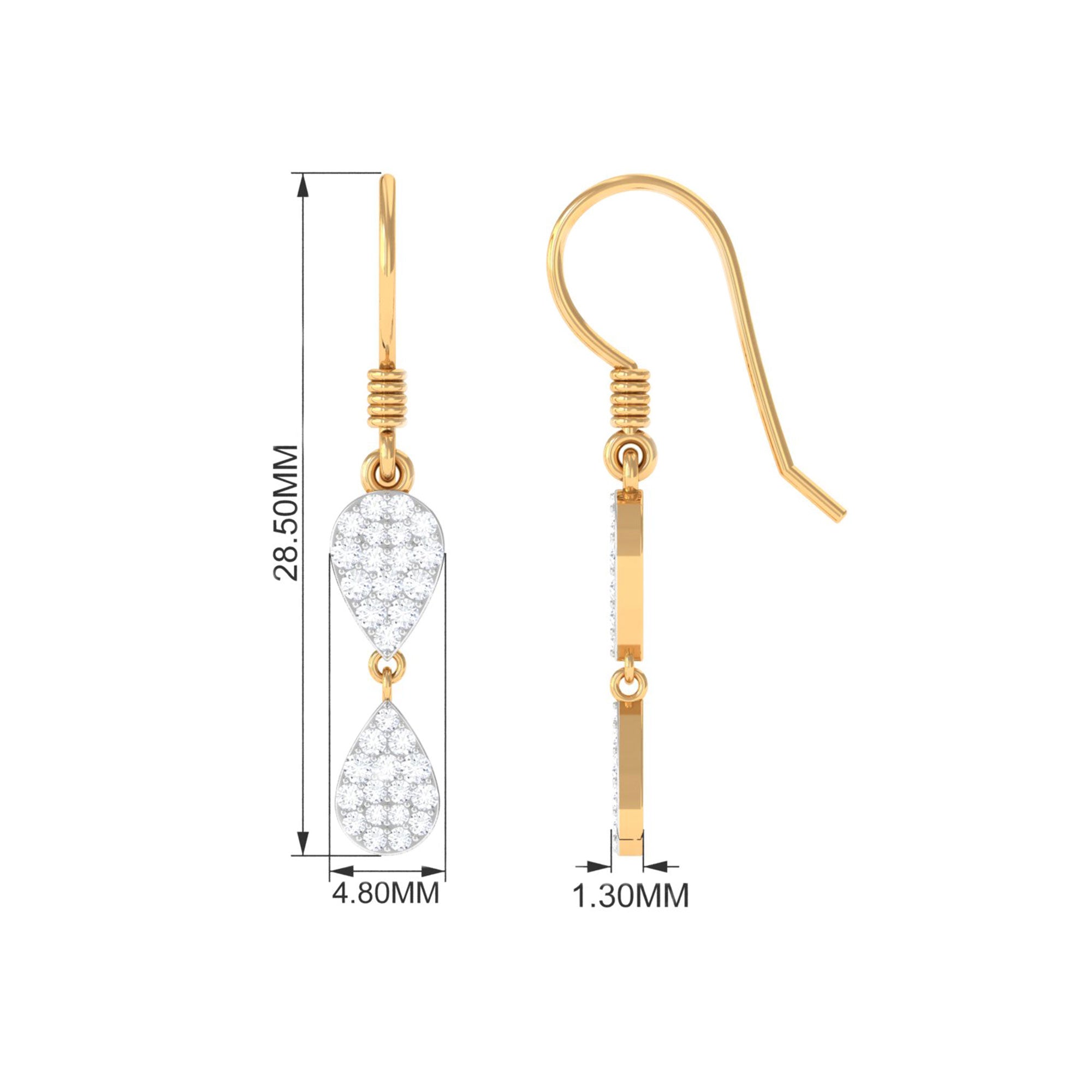 1/2 CT Certified Moissanite Gold Dangle Earrings