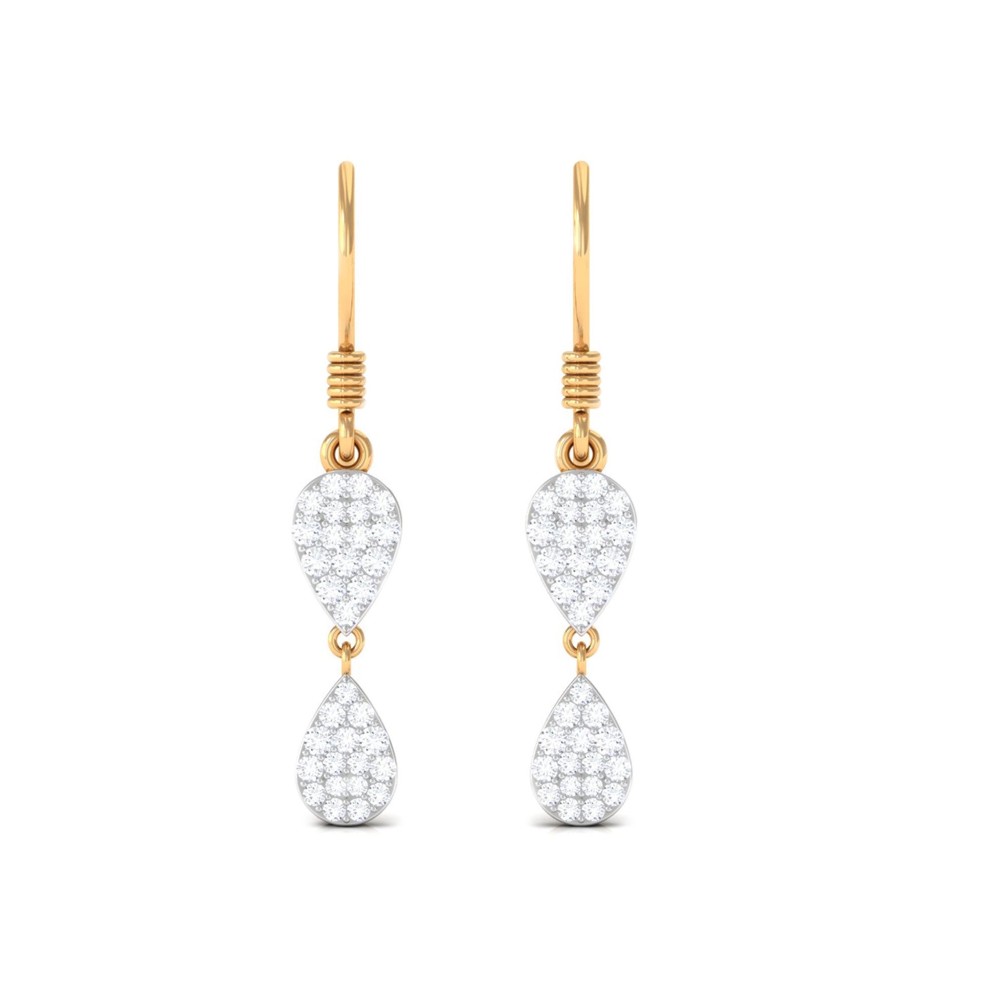 1/2 CT Certified Moissanite Gold Dangle Earrings