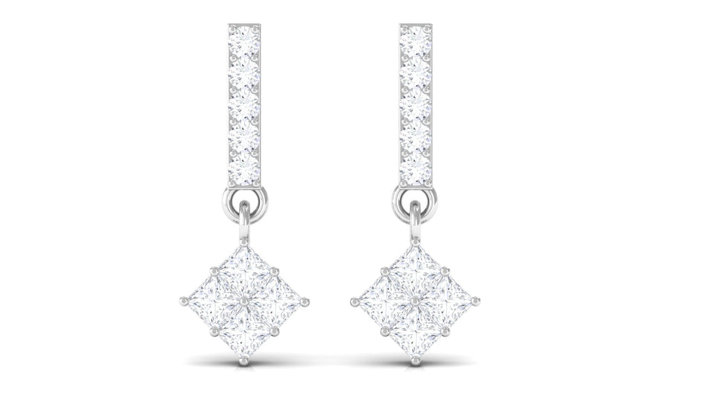 3/4 CT Contemporary Moissanite Dangle Earrings