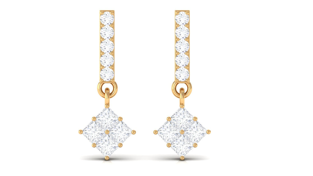3/4 CT Contemporary Moissanite Dangle Earrings