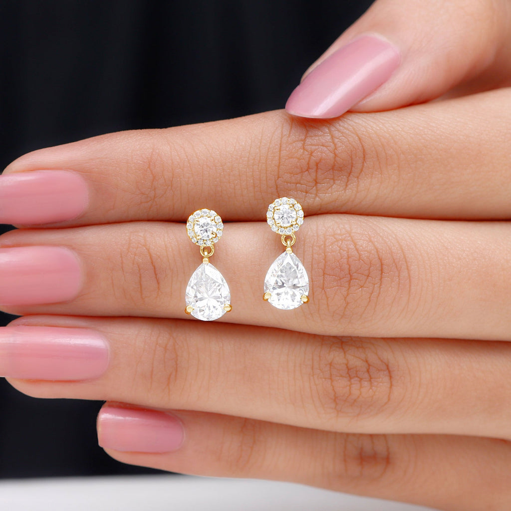 Classic Moissanite Bridal Drop Earrings