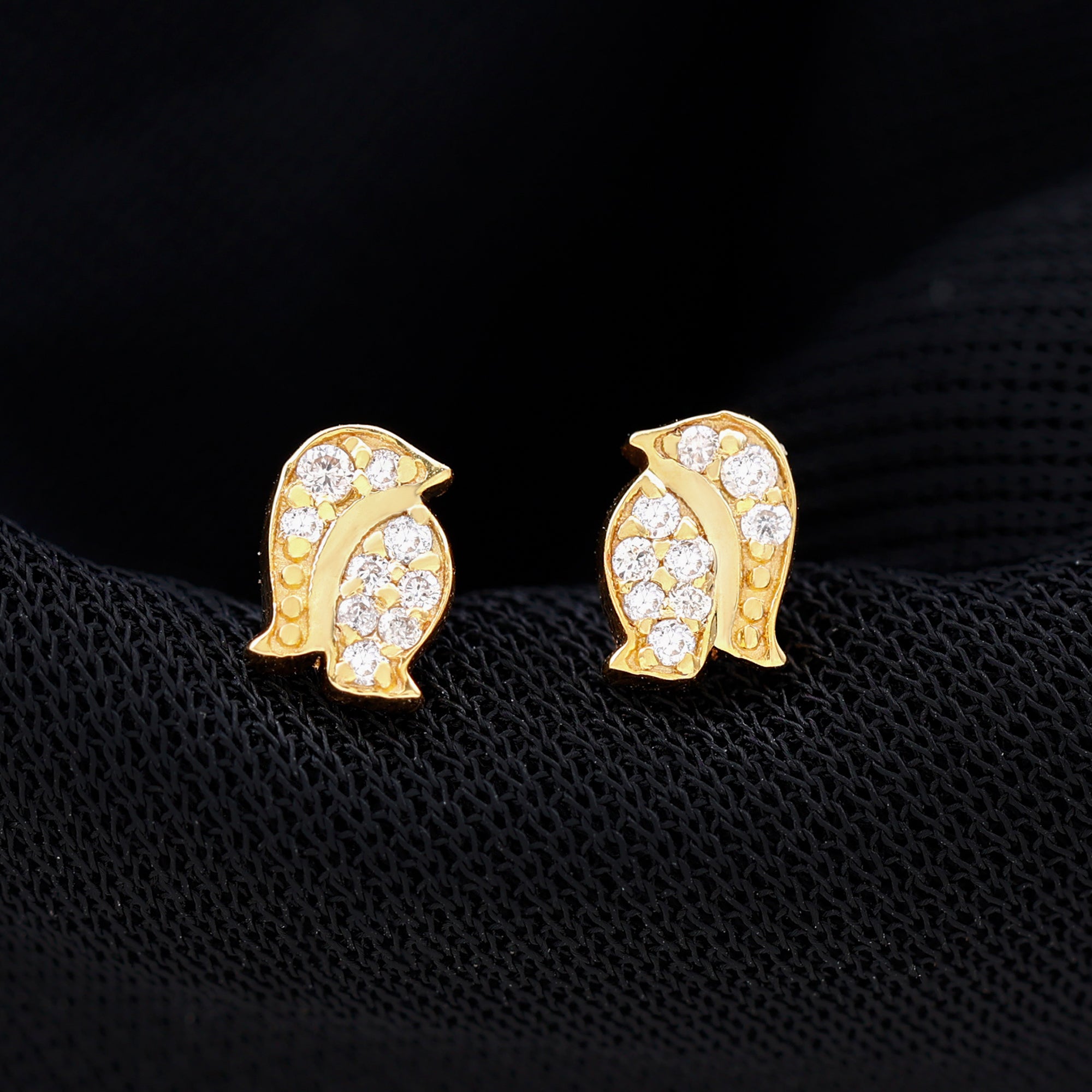 Natural Diamond Christmas Penguin Earrings With Certificate
