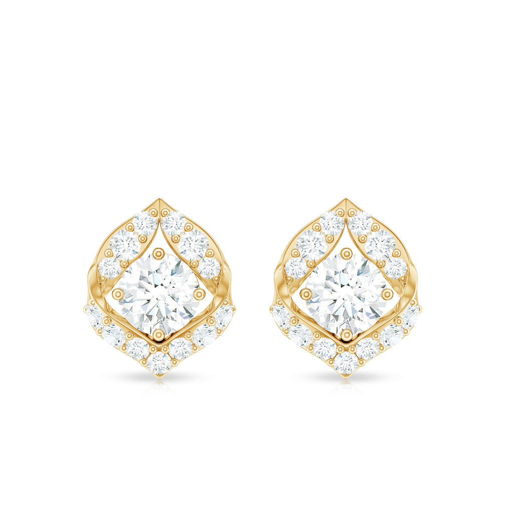 Nature Inspired Diamond Leaf Earrings with Screw Back