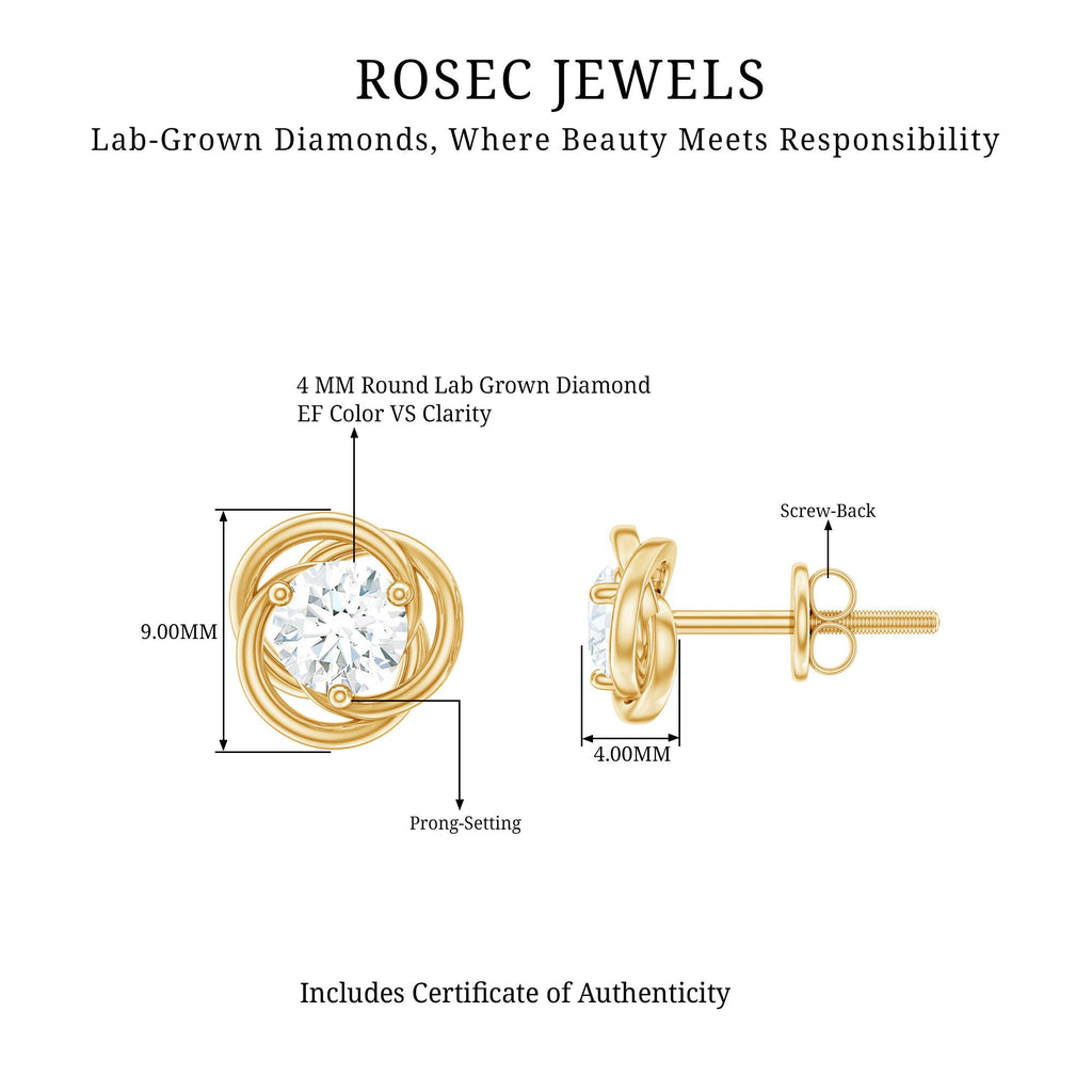 Certified Lab Grown Diamond Swirl Earrings With Screw Back