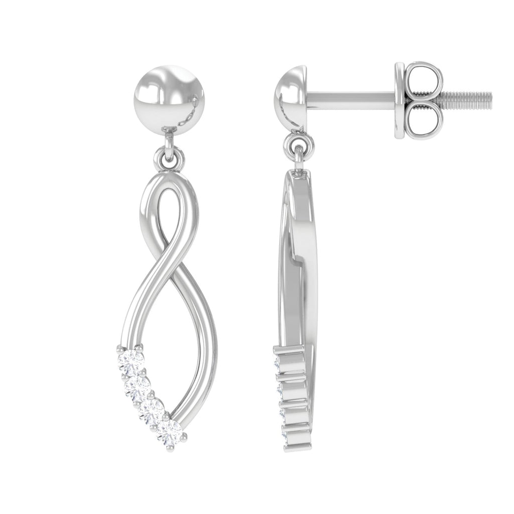 Certified Moissanite Infinity Drop Earrings with Screw Back