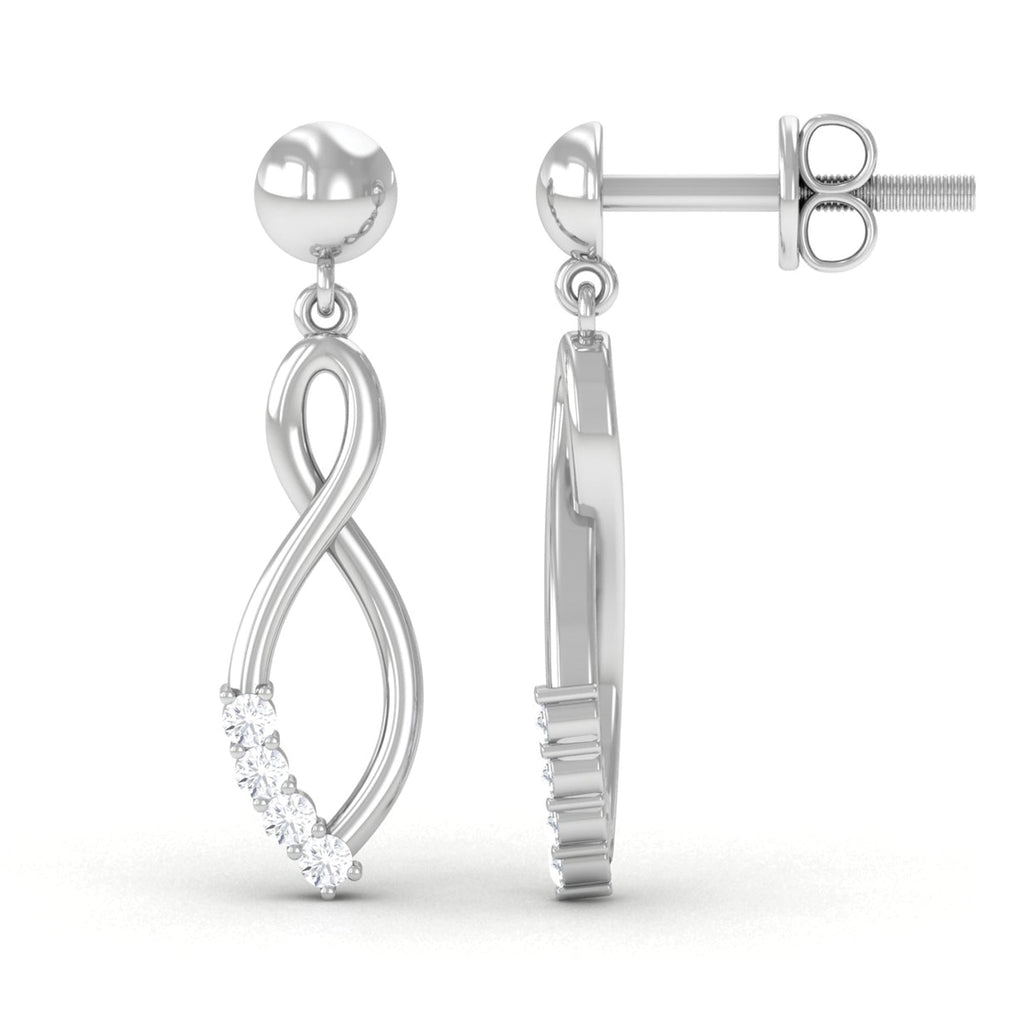 Certified Moissanite Infinity Drop Earrings with Screw Back
