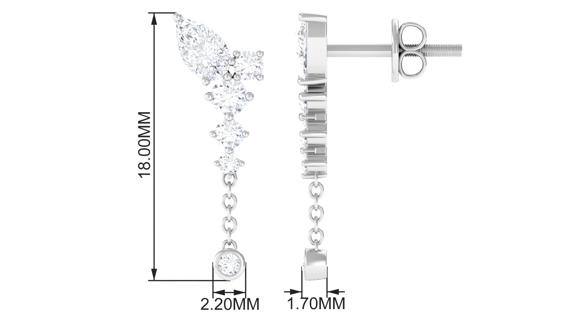 Certified Moissanite Chain Dangle Earrings