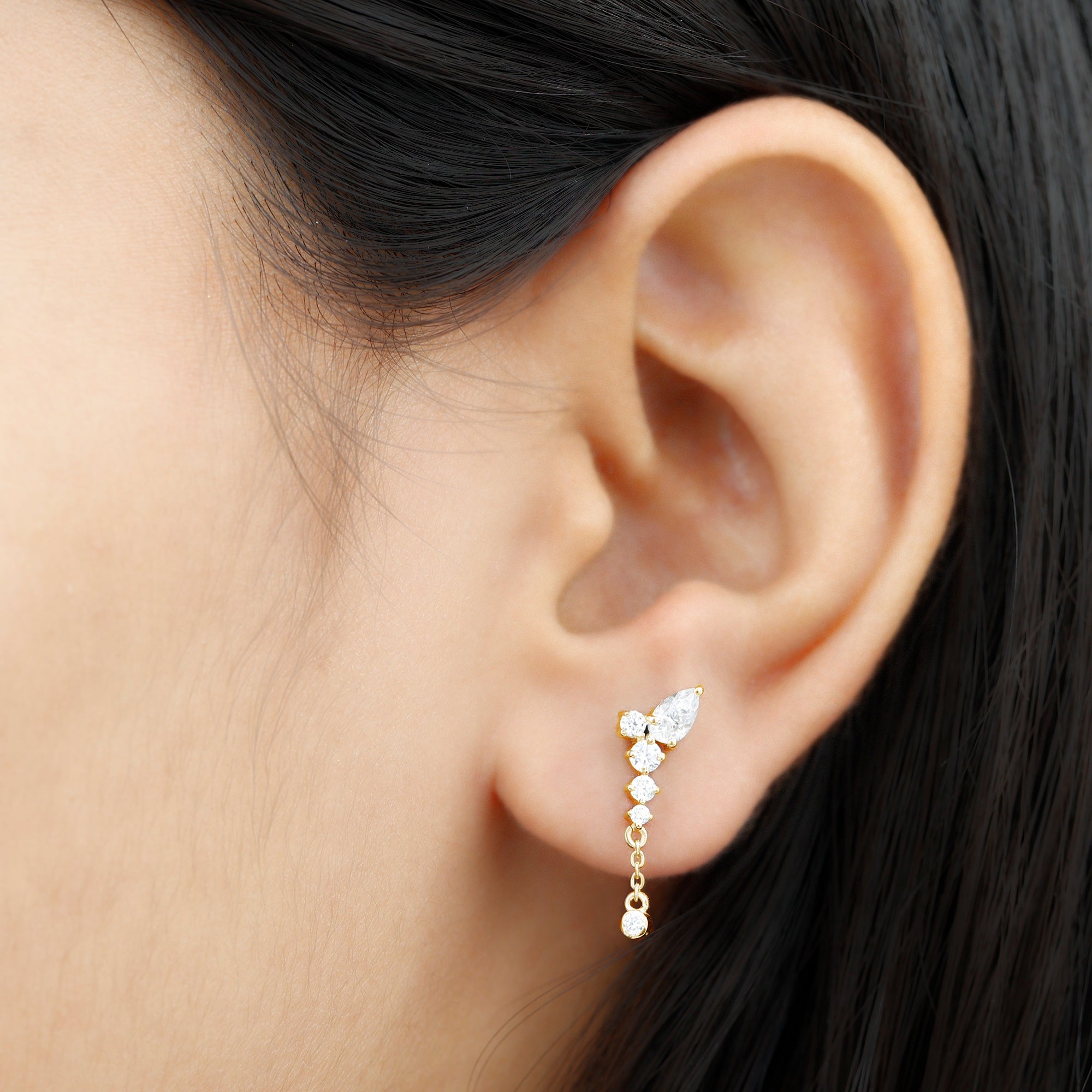 Certified Moissanite Chain Dangle Earrings