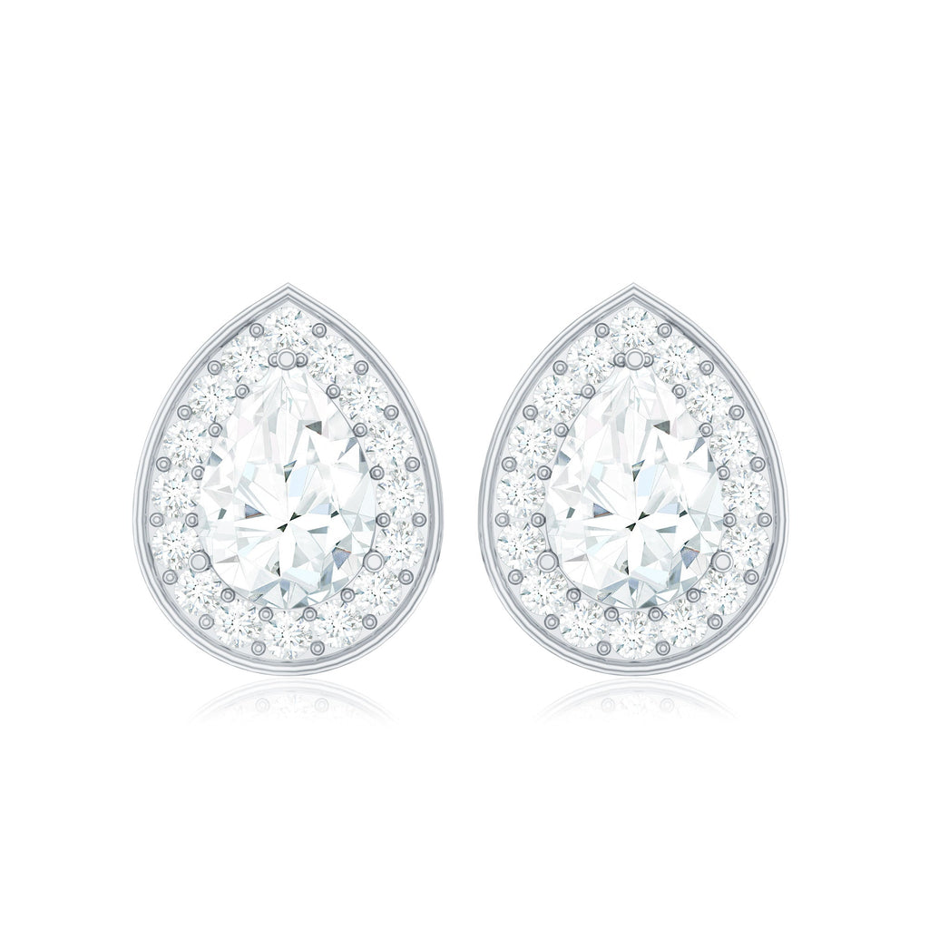 Pear Shape Lab Grown Diamond Classic Halo Stud Earrings