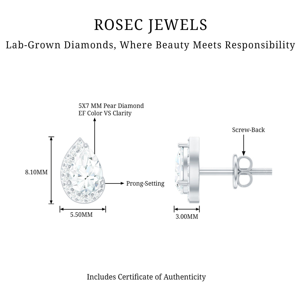 Minimal Lab Grown Diamond Teardrop Stud Earrings