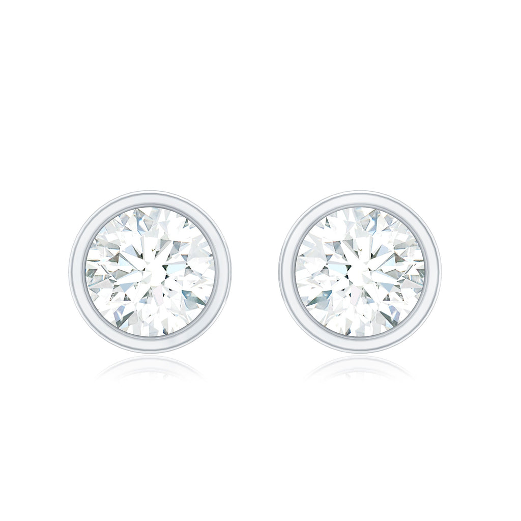 Simple Solitaire Stud Earrings with Lab Grown Diamond
