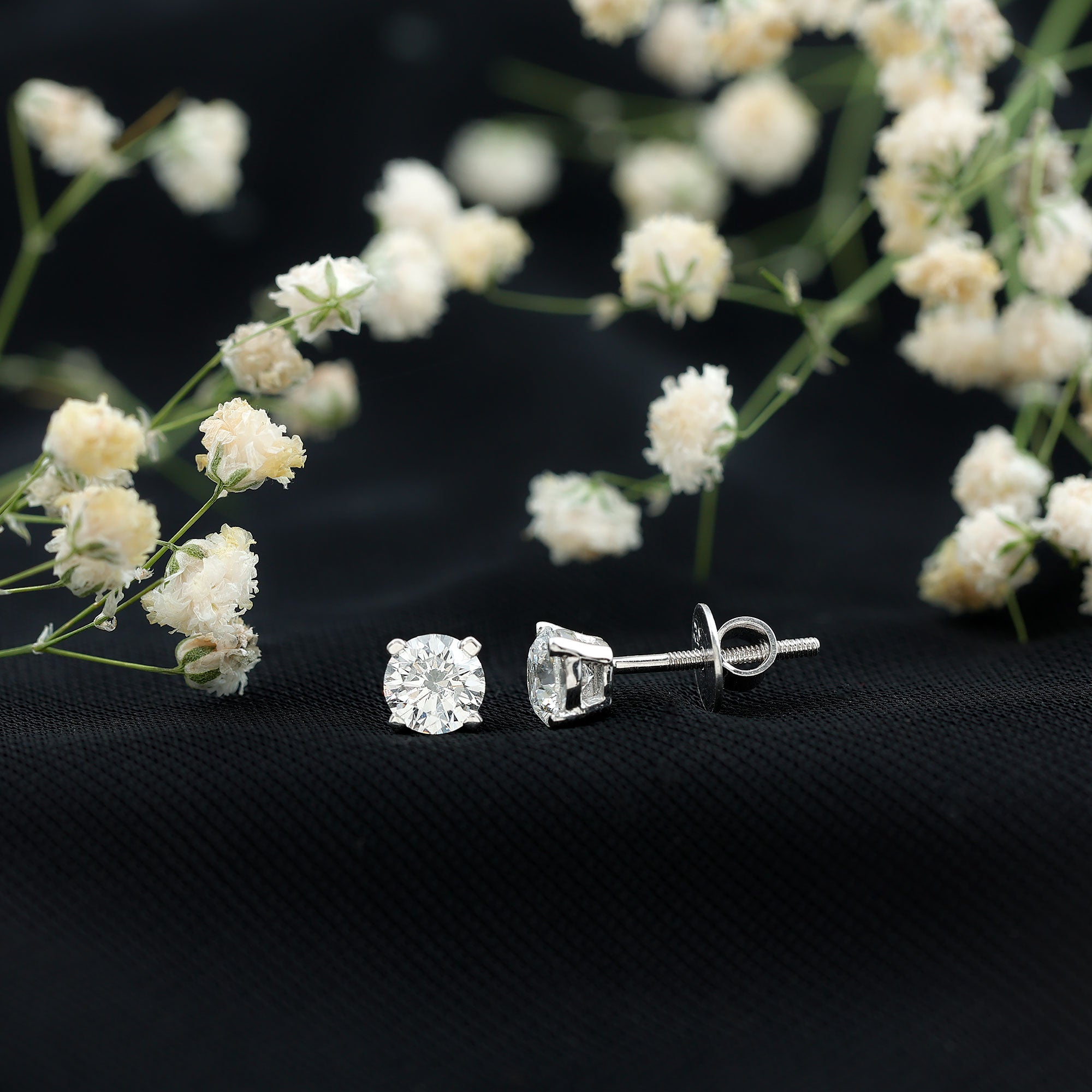 Brilliant Cut Lab Grown Diamond 1 Carat Stud Earrings