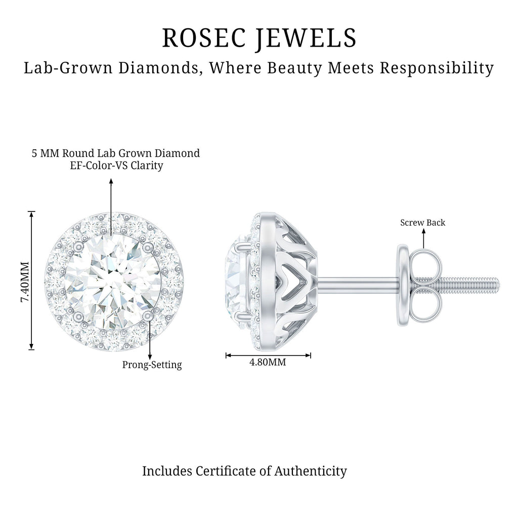 Classic Lab Grown Diamond Stud Earrings with Halo