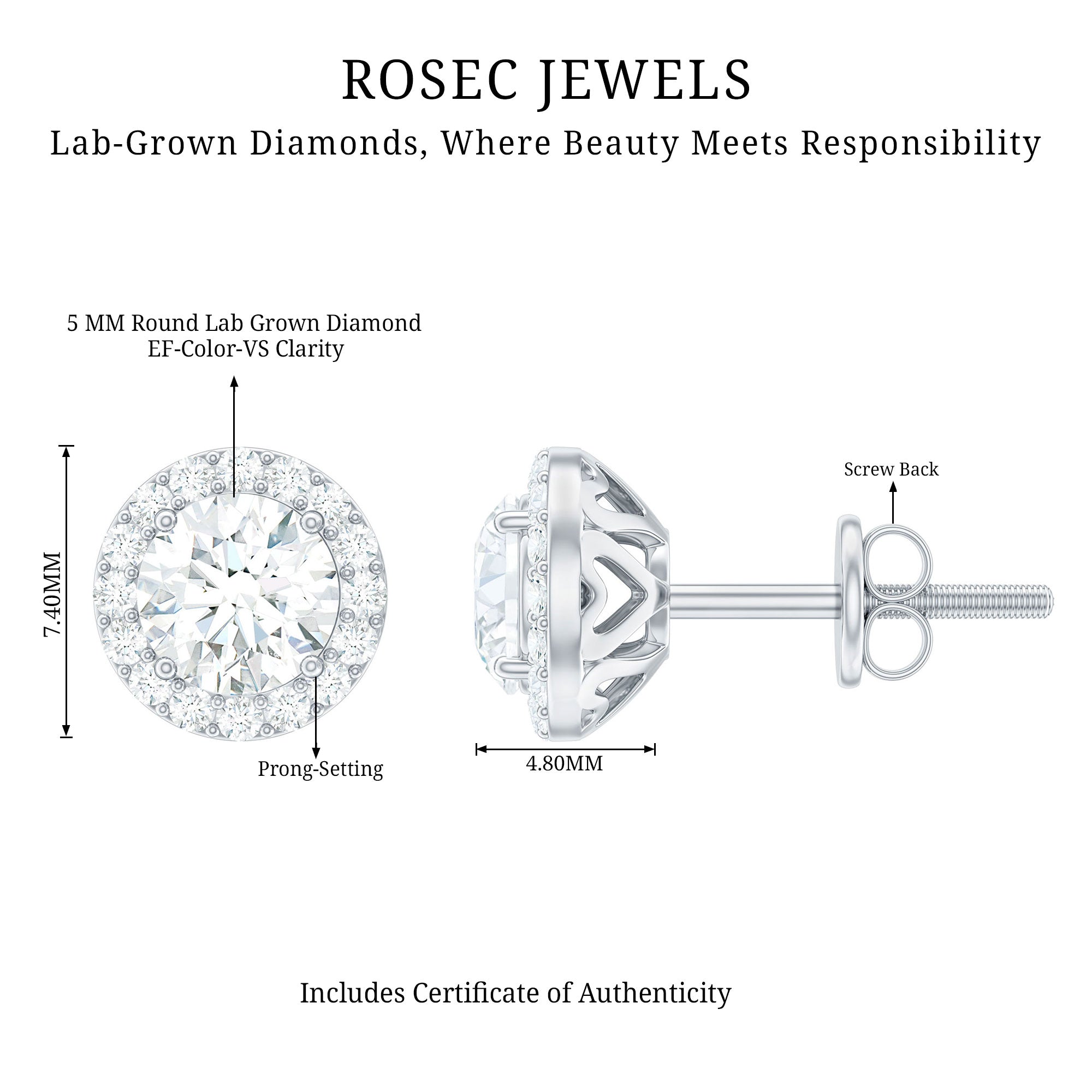 Classic Lab Grown Diamond Stud Earrings with Halo
