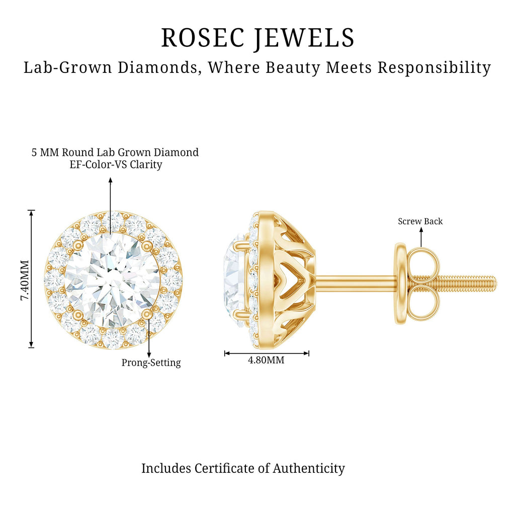 Classic Lab Grown Diamond Stud Earrings with Halo