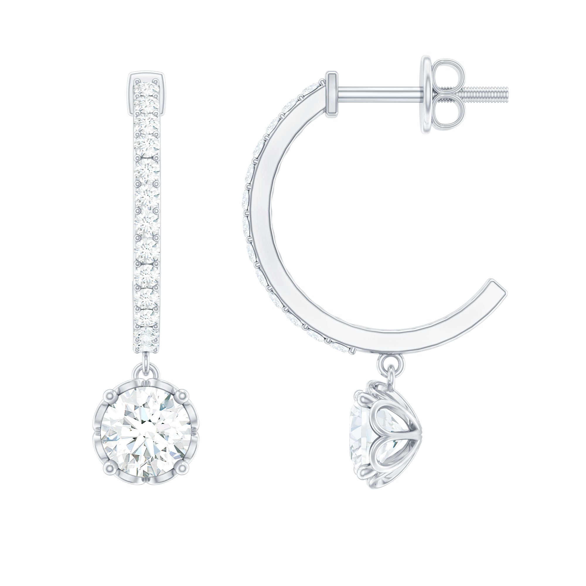 Lab Grown Diamond Minimal Hoop Drop Earrings