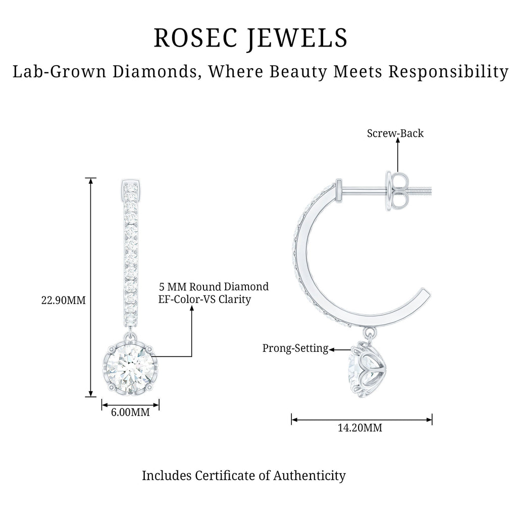 Lab Grown Diamond Minimal Hoop Drop Earrings