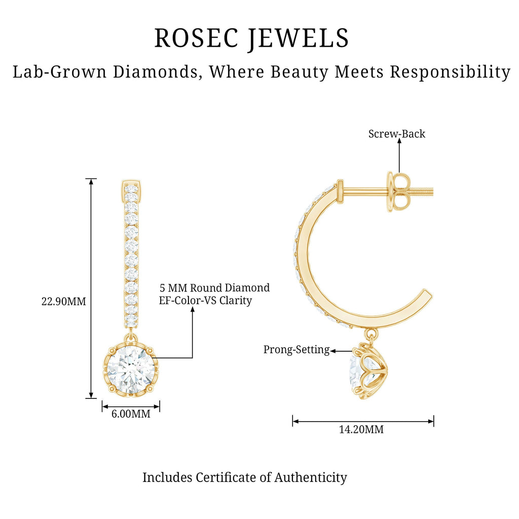 Lab Grown Diamond Minimal Hoop Drop Earrings