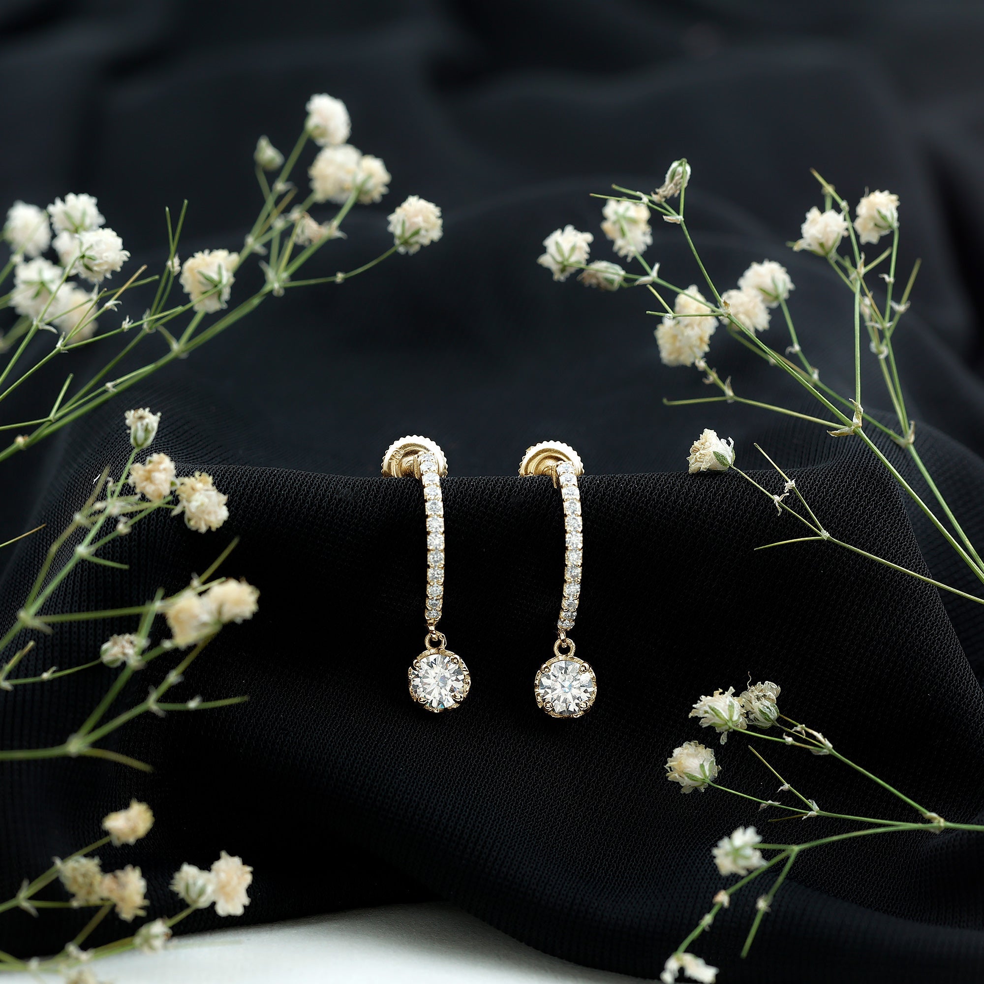 Lab Grown Diamond Minimal Hoop Drop Earrings