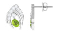 Natural Peridot Stud Earrings with Diamond for Women