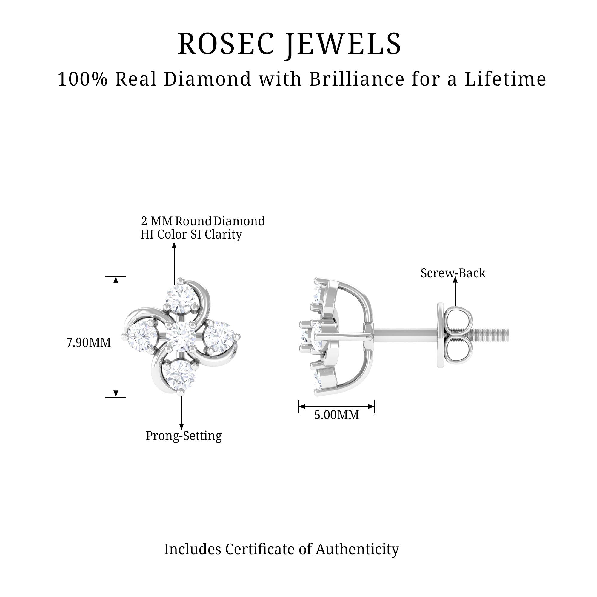Diamond Flower Cluster Earrings For Women