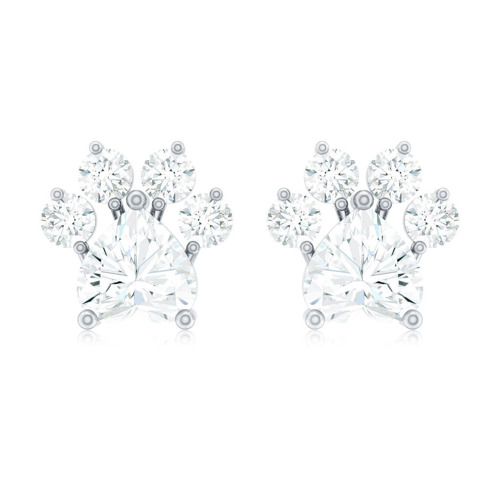 Natural Heart Shaped Diamond Dog Paw Stud Earrings