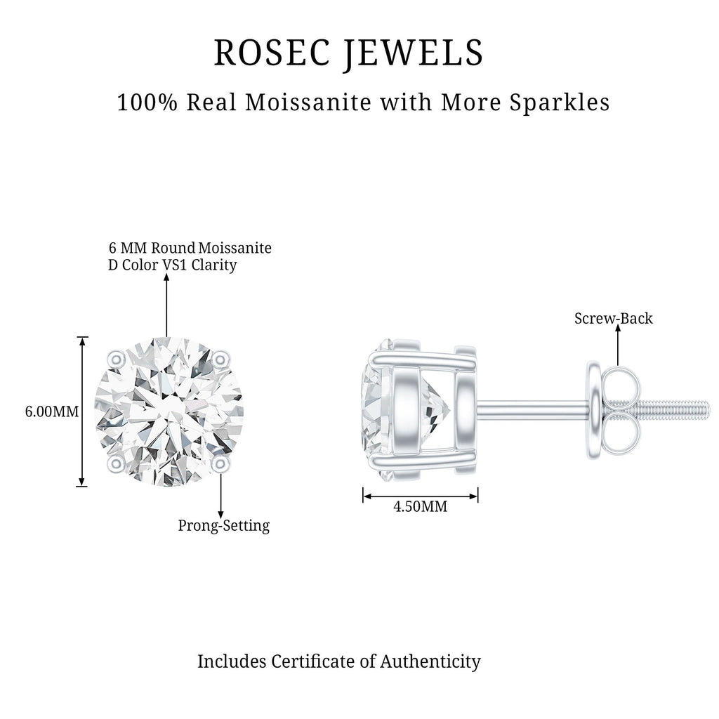 1.50 CT Moissanite Solitaire Stud Earrings