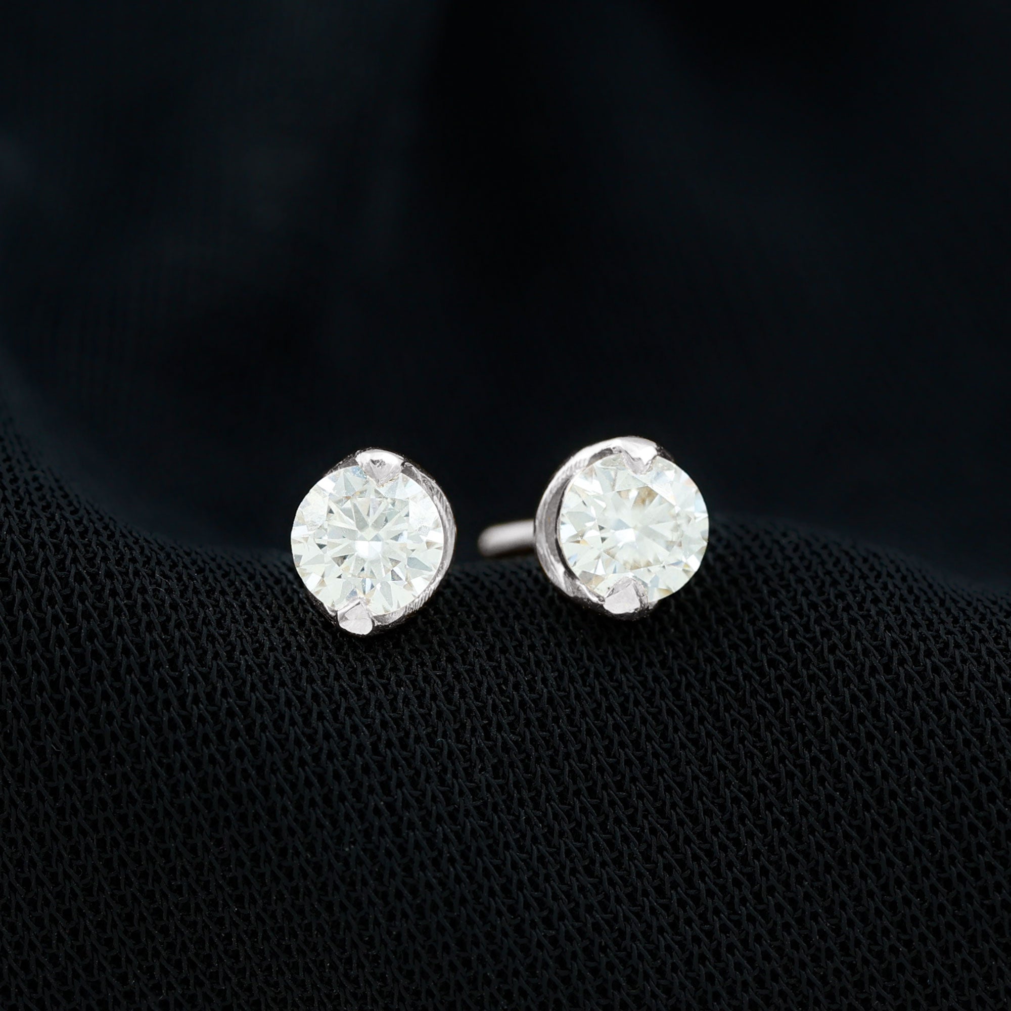Minimalist 0.63 Carat Round Moissanite Solitaire Stud Earrings