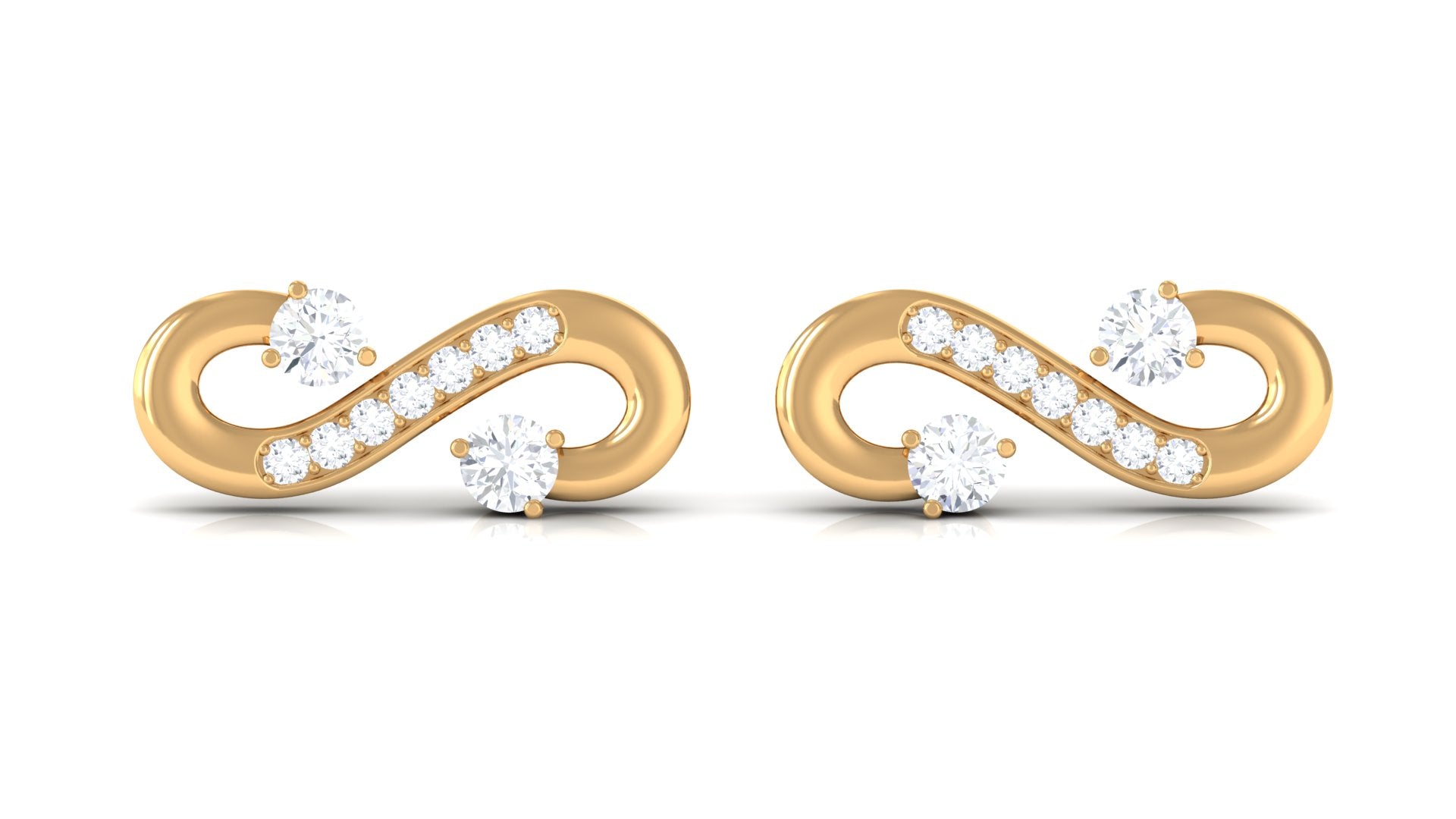 Natural Diamond Infinity Love Knot Stud Earrings