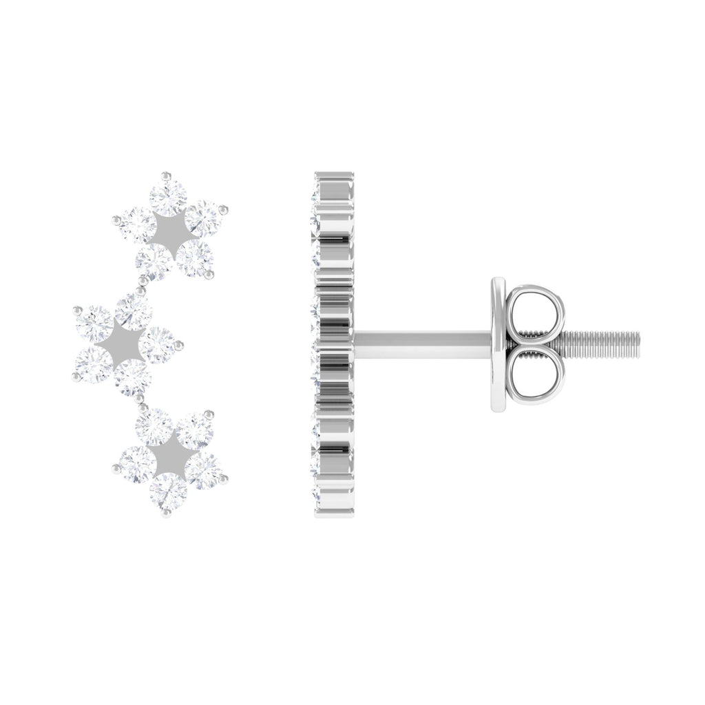 1/2 CT Diamond Floral Climber Earrings in Gold