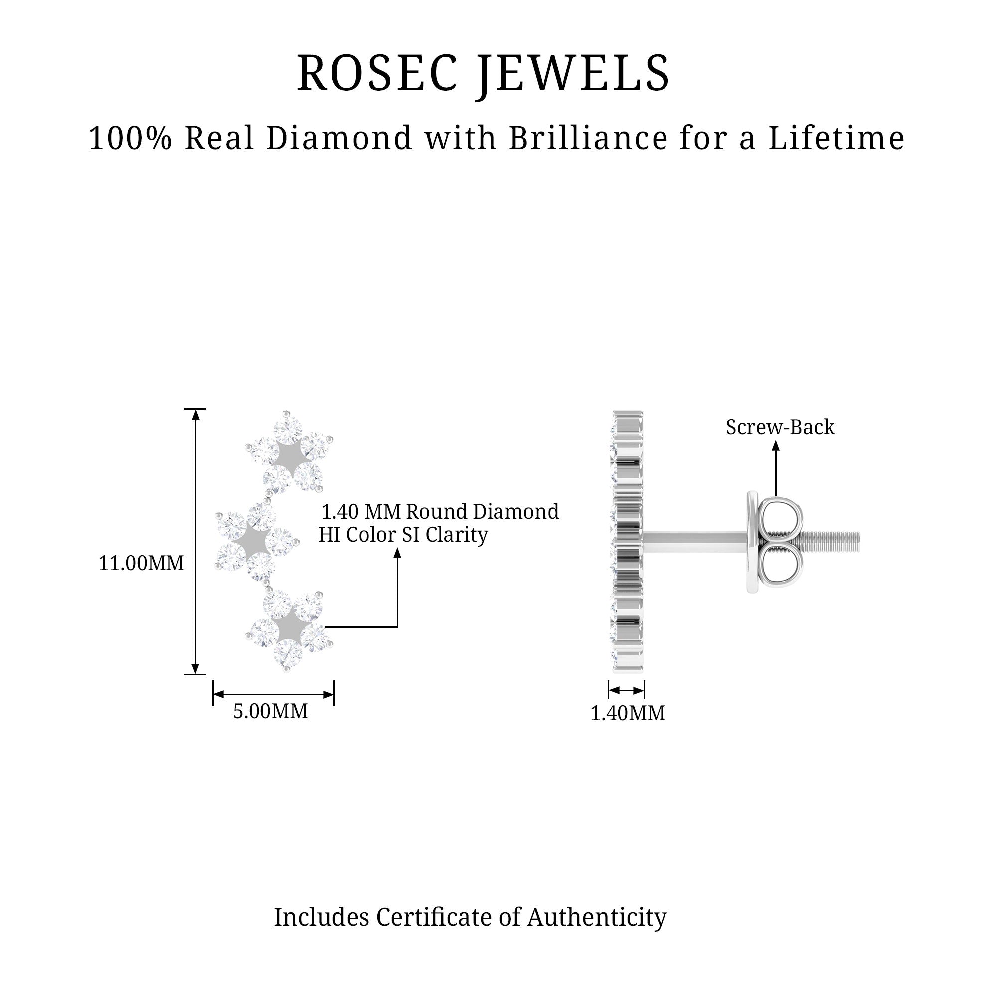 1/2 CT Diamond Floral Climber Earrings in Gold