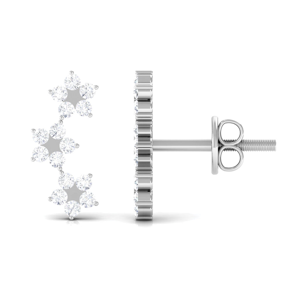 1/2 CT Diamond Floral Climber Earrings in Gold