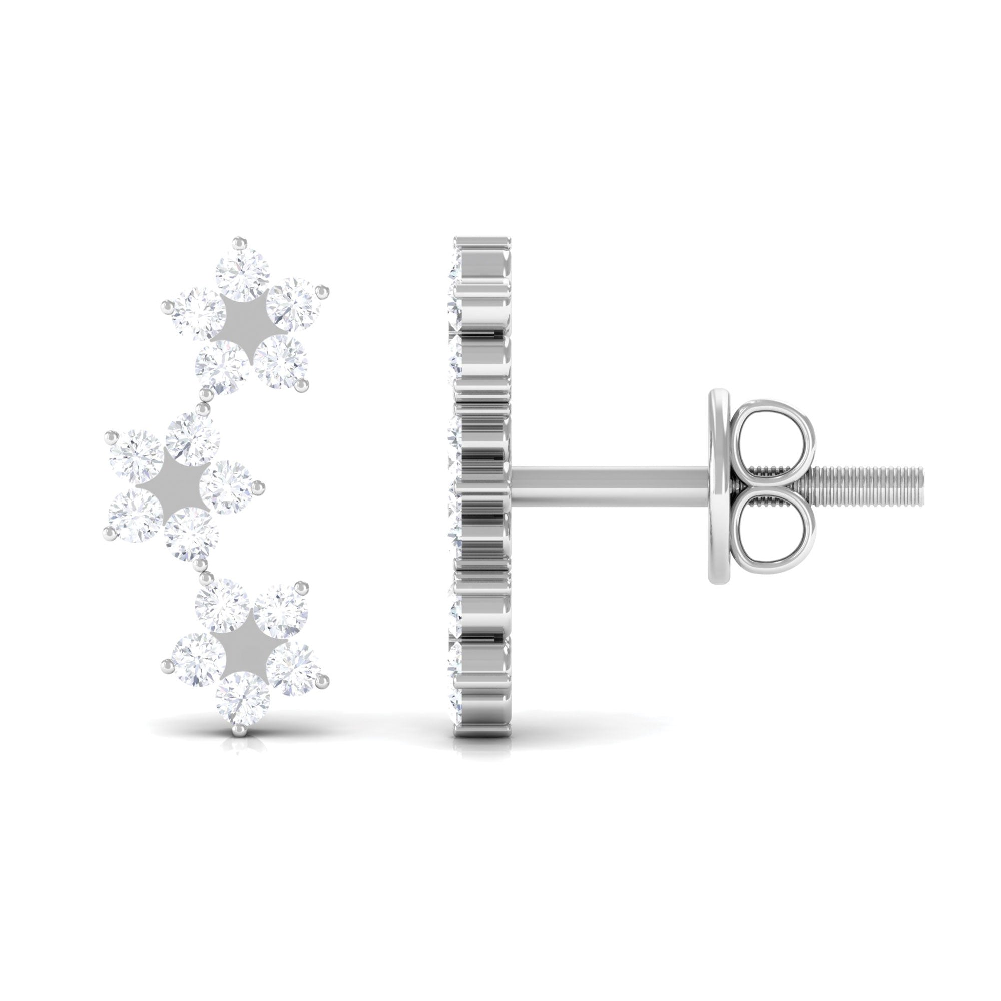 1/2 CT Diamond Floral Climber Earrings in Gold