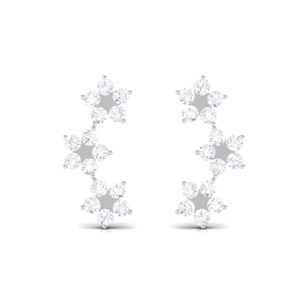 1/2 CT Diamond Floral Climber Earrings in Gold