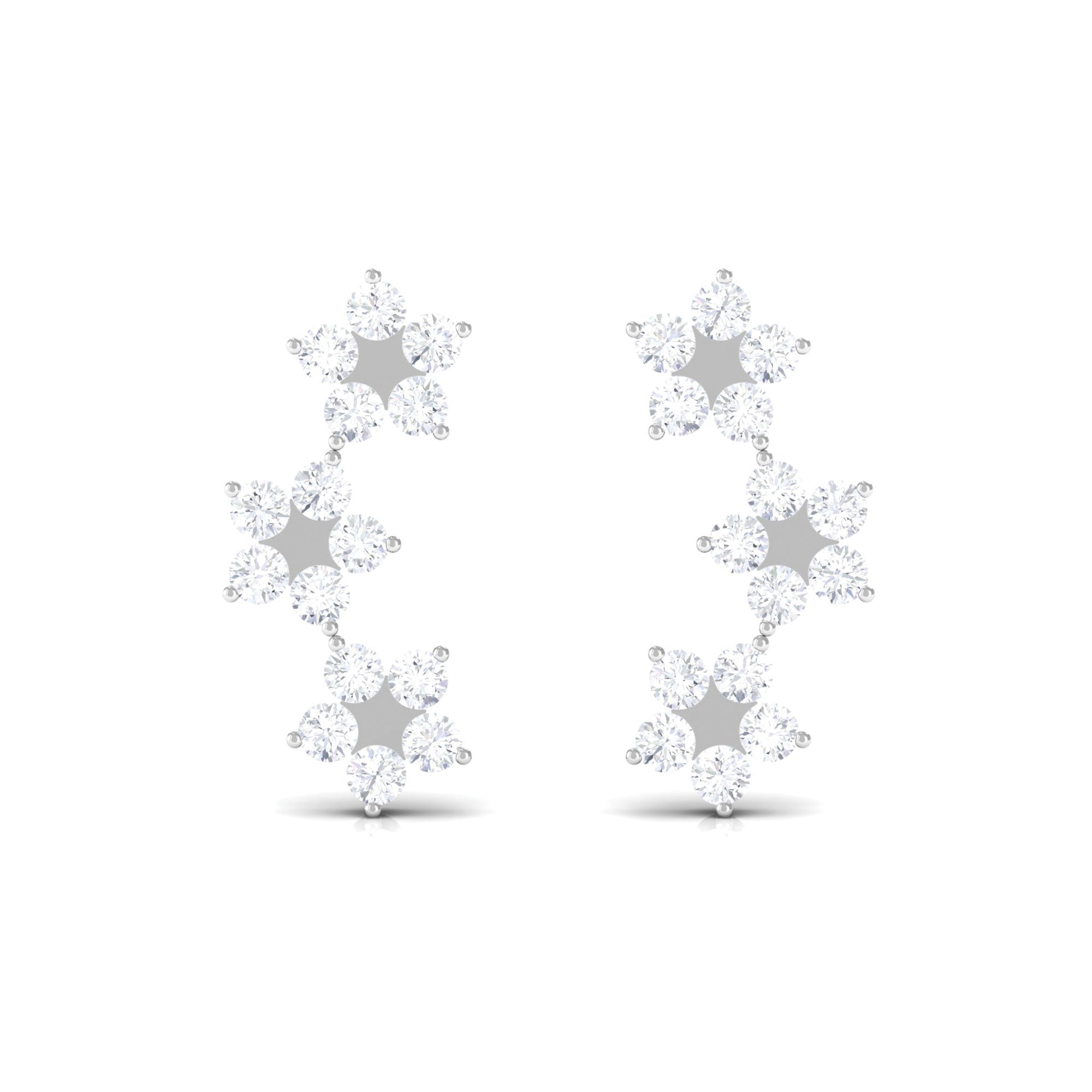 1/2 CT Diamond Floral Climber Earrings in Gold