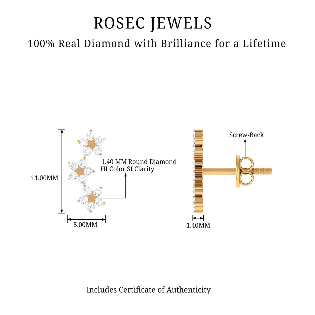 1/2 CT Diamond Floral Climber Earrings in Gold