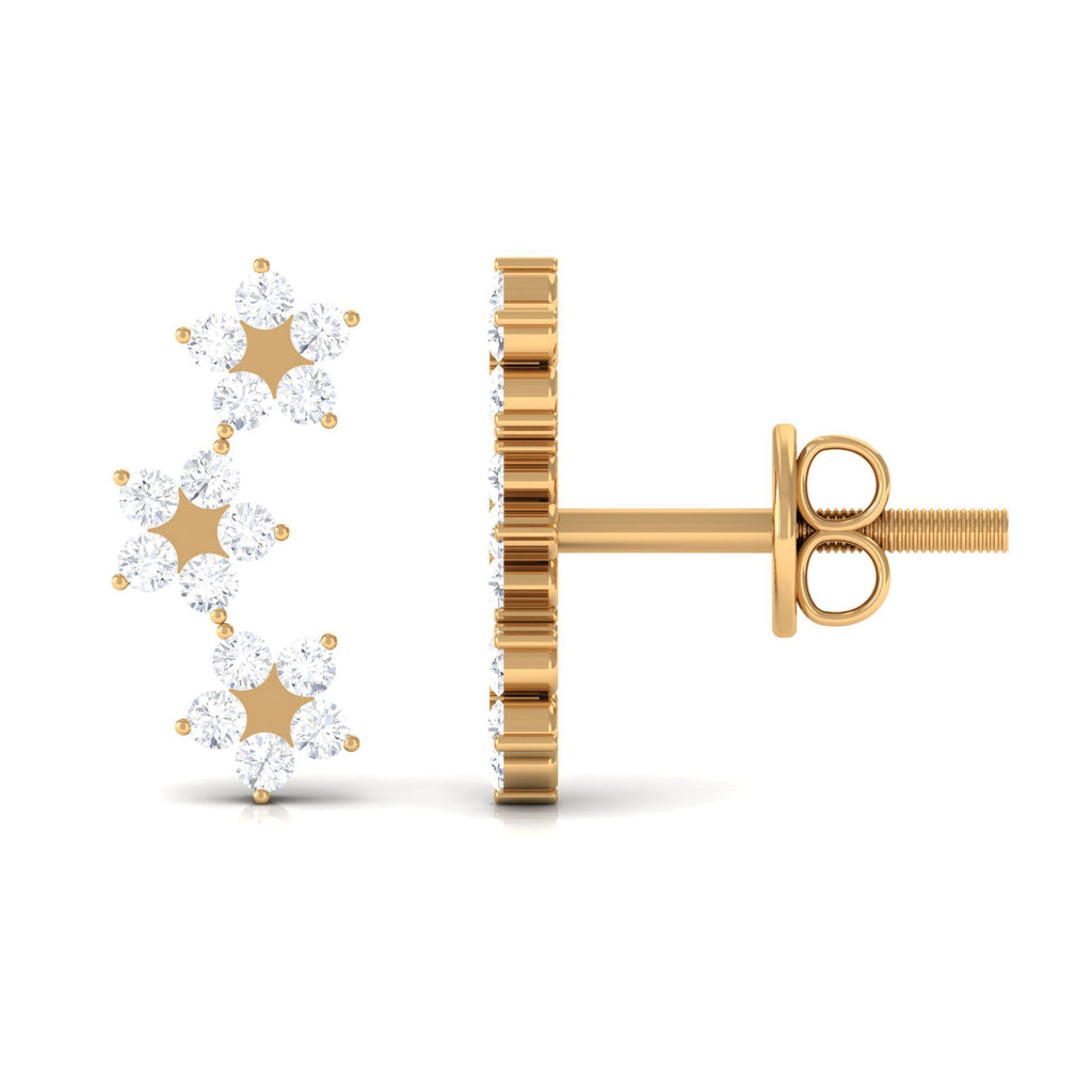 1/2 CT Diamond Floral Climber Earrings in Gold