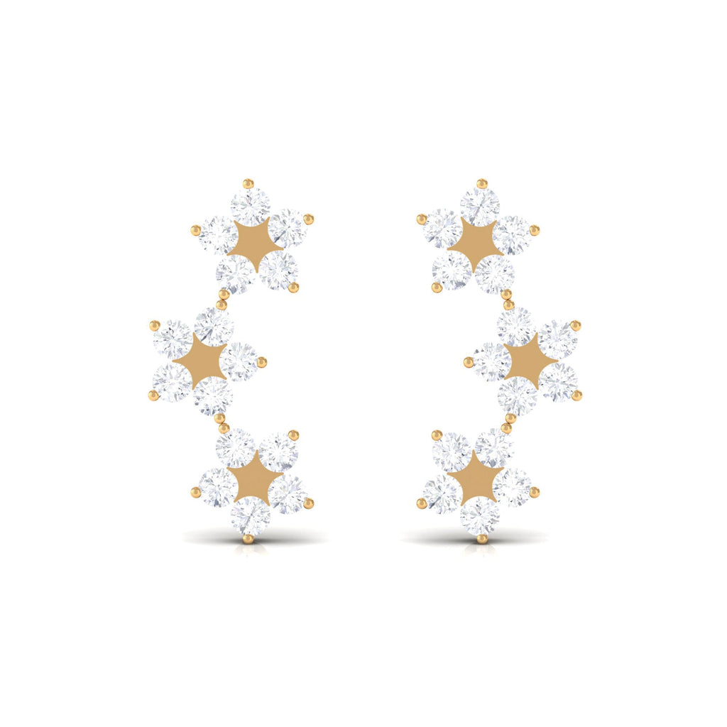 1/2 CT Diamond Floral Climber Earrings in Gold