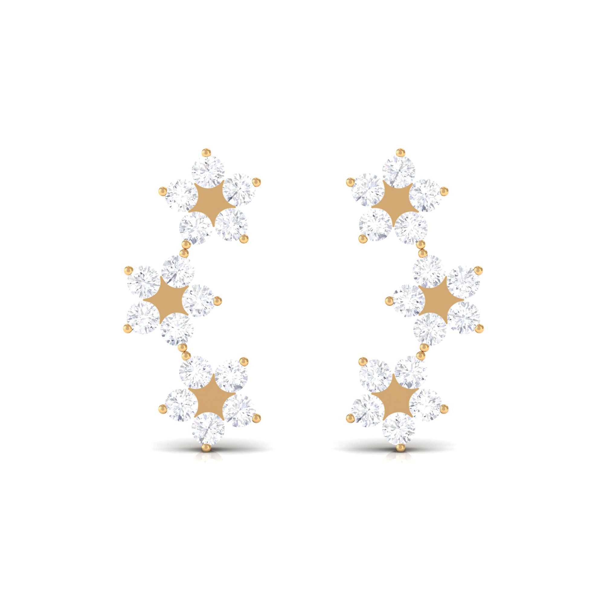 1/2 CT Diamond Floral Climber Earrings in Gold