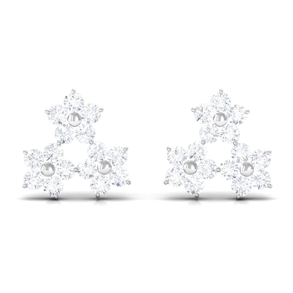 1/2 CT Round Cut Diamond Cluster Floral Stud Earring