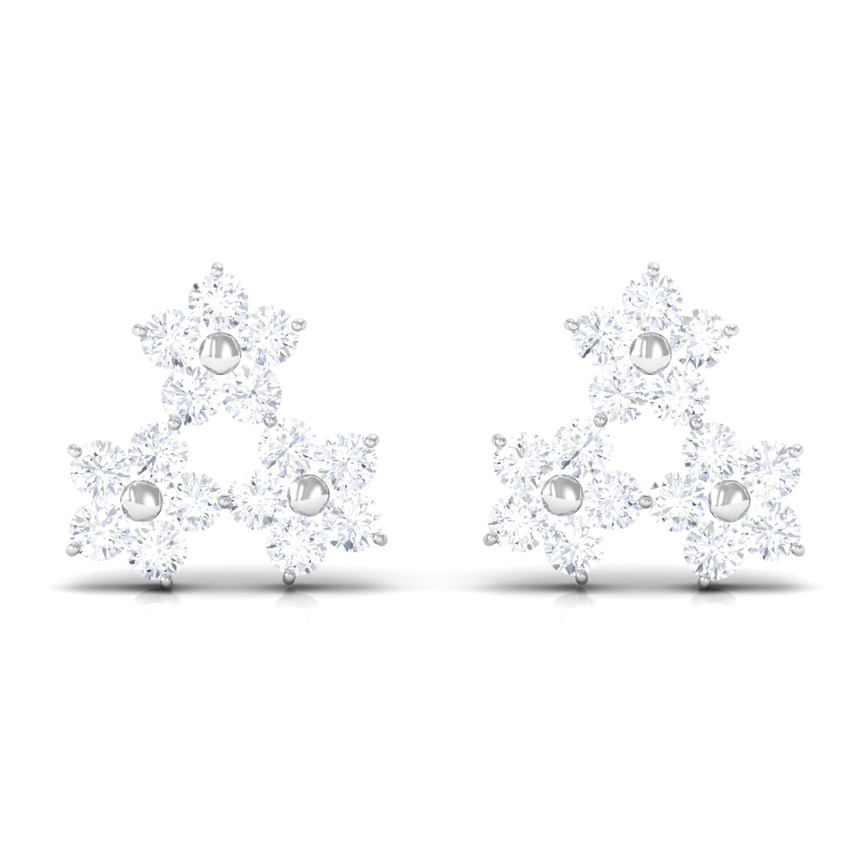 1/2 CT Round Cut Diamond Cluster Floral Stud Earring