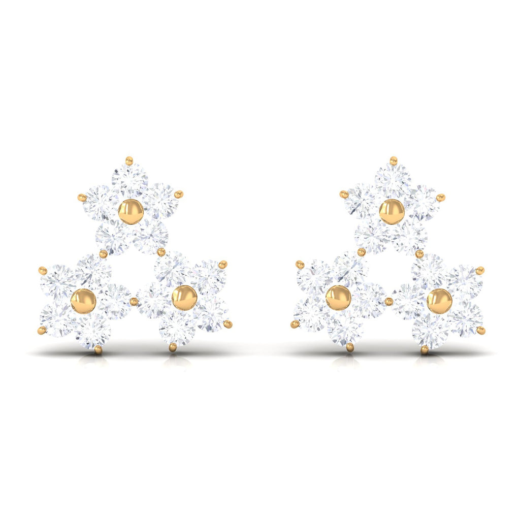 1/2 CT Round Cut Diamond Cluster Floral Stud Earring