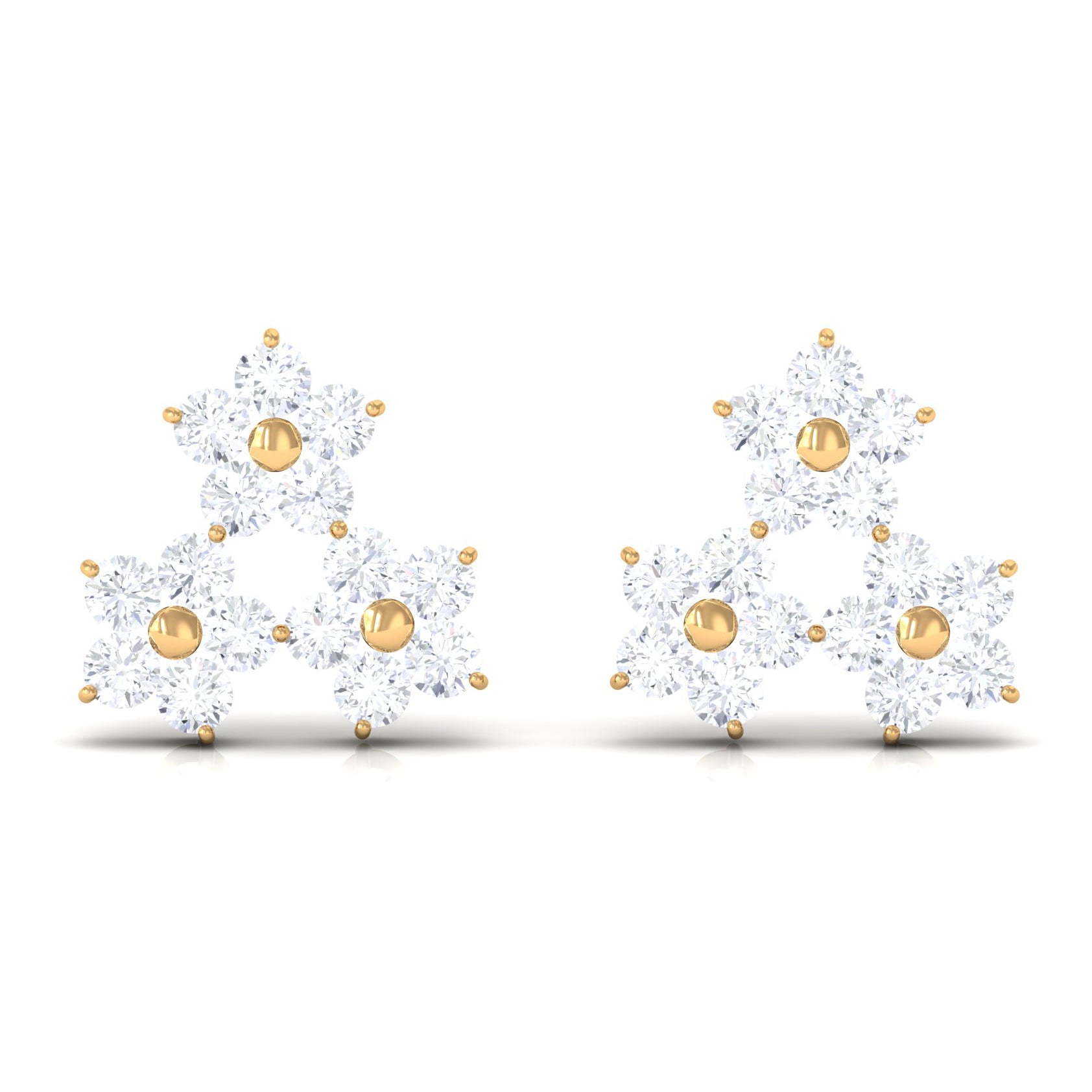 1/2 CT Round Cut Diamond Cluster Floral Stud Earring