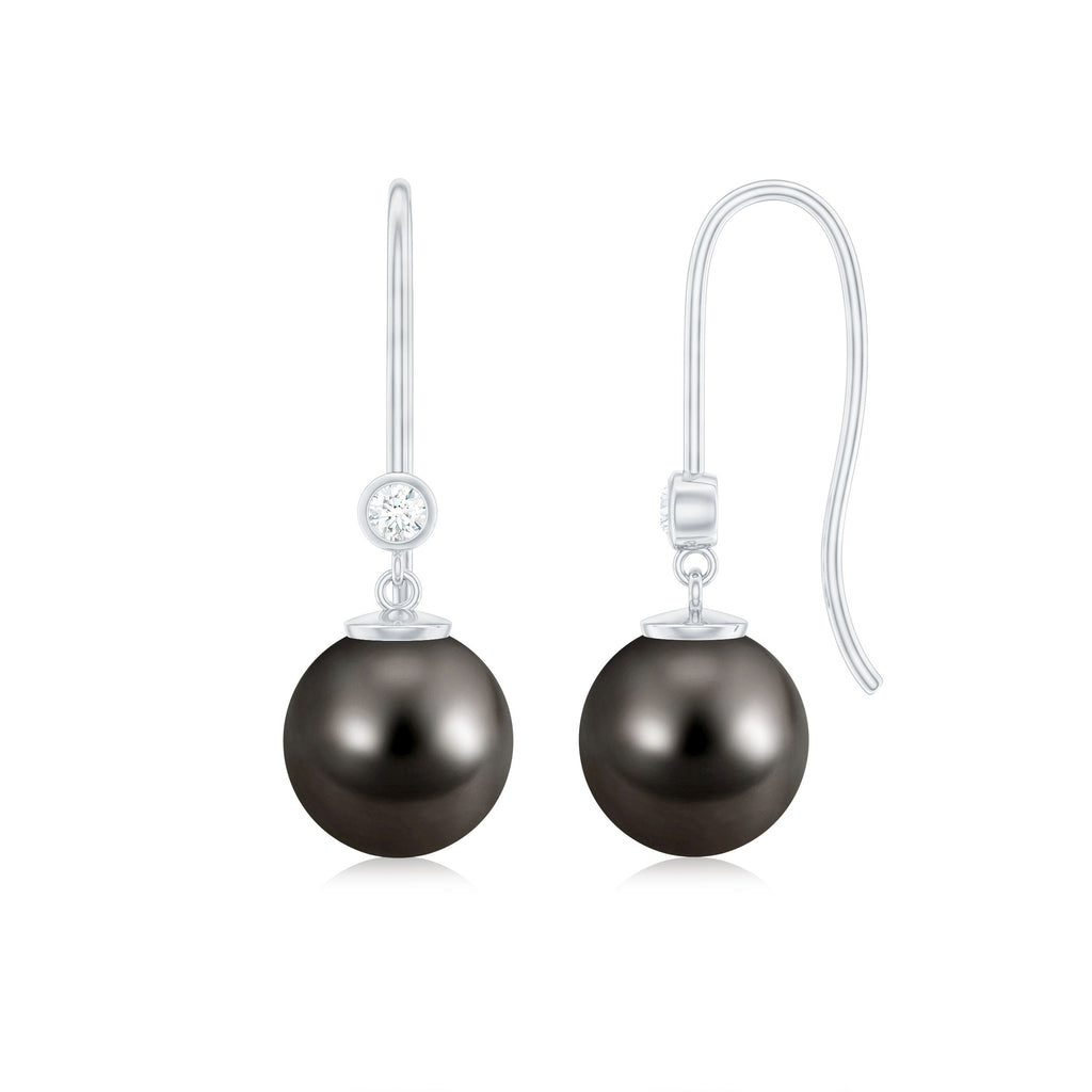 Tahitian Black Pearl Dangling Earrings with Moissanite