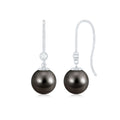 Tahitian Black Pearl Dangling Earrings with Moissanite
