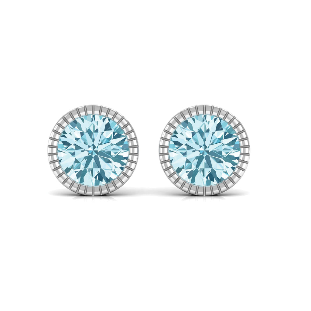 1.5 Carat Round Cut Aquamarine Martini Stud Earring