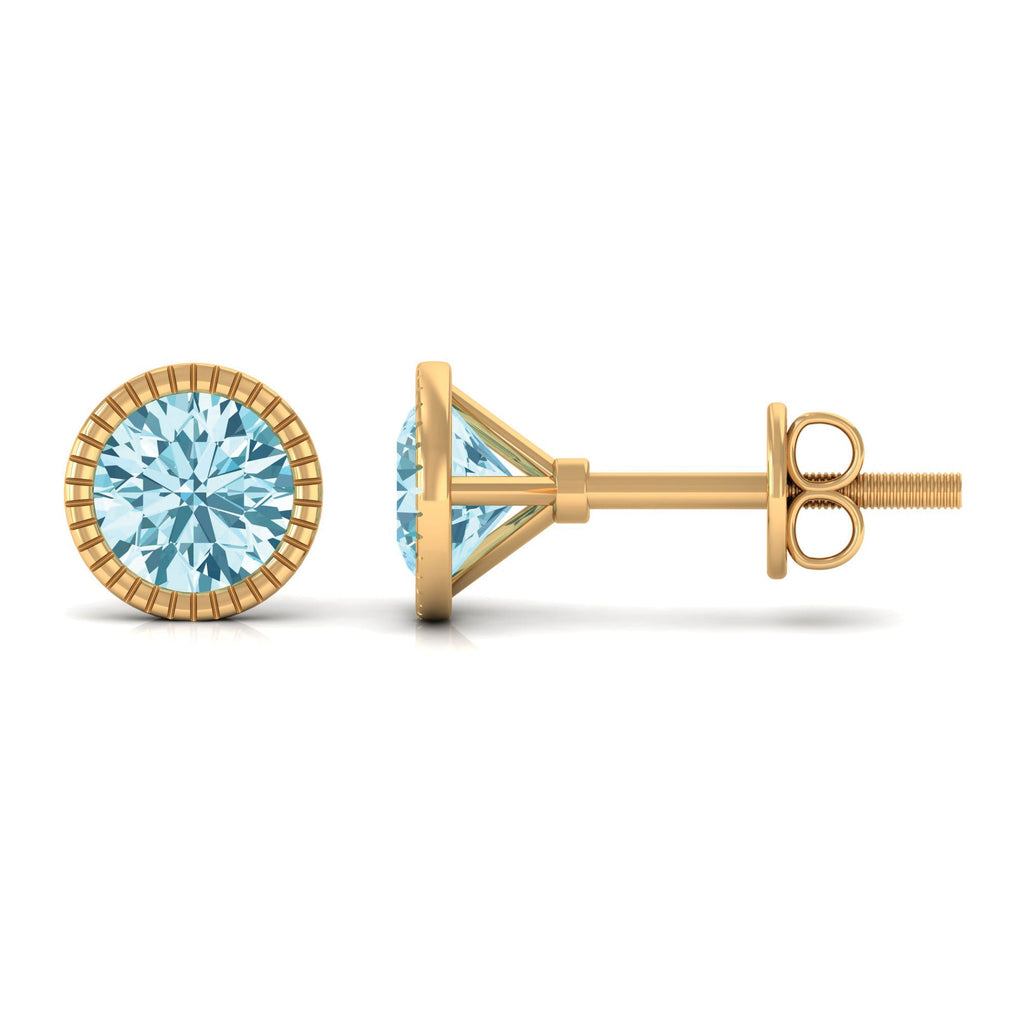 1.5 Carat Round Cut Aquamarine Martini Stud Earring