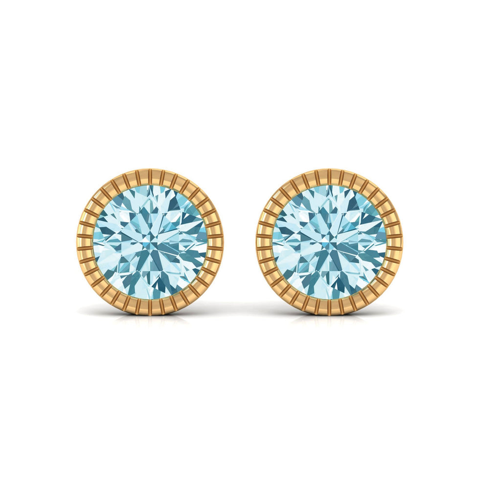 1.5 Carat Round Cut Aquamarine Martini Stud Earring